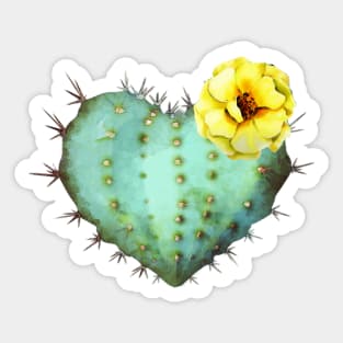 Cactus heart watercolor jellow flower Sticker